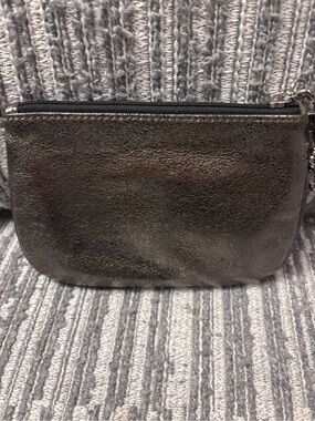 Coach Metallic Silver Leather Wristlet Clutch